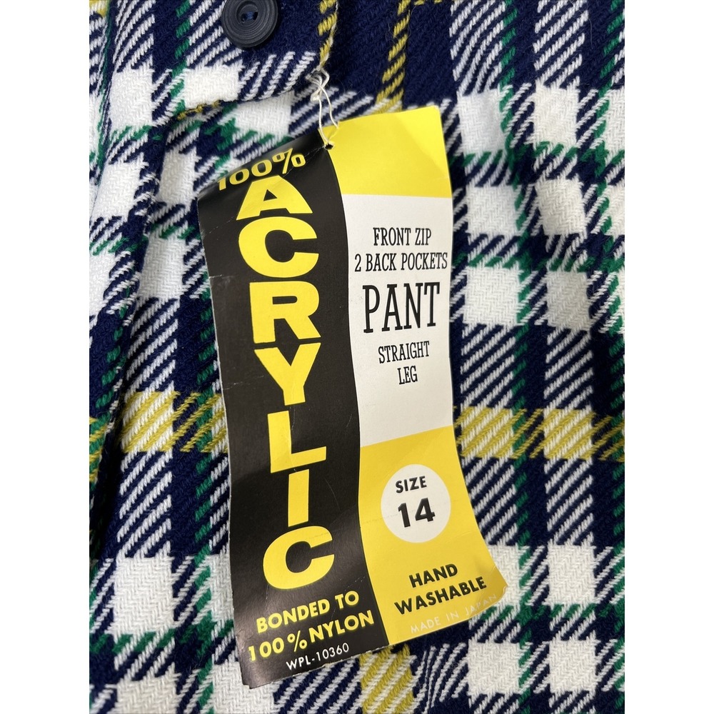 NWT Vintage 60s 70s Navy‎ Plaid High Waist Zip Button Acrylic Nylon Womens SZ 14 - Picture 6 of 12